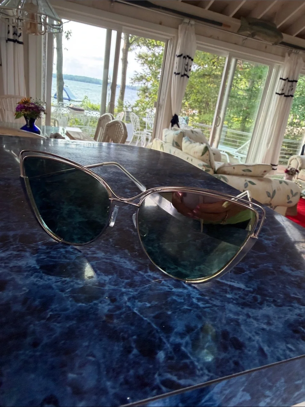 Source Unknown Cat-Eye Mirrored Sunglasses - Rose Gold Lenses